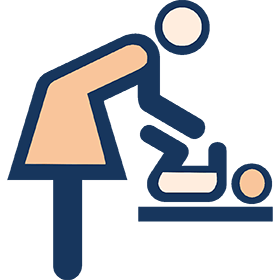 Icon of mother changing baby diaper