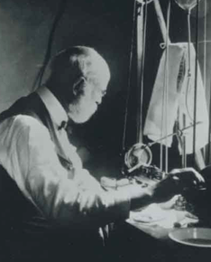 Green Vardiman Black working in his lab in the early 1900s on dental research