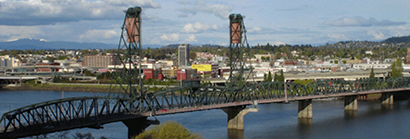 Hawthorne Bridge over the Willamette River in Portland Oregon