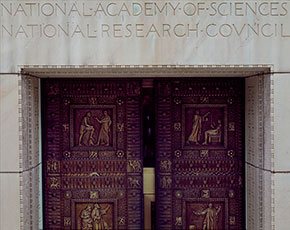 Close-up picture of the door of the National Academy of Sciences