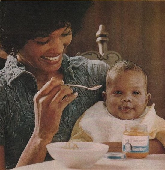 Gerber baby food ad showing a healthy mom and baby